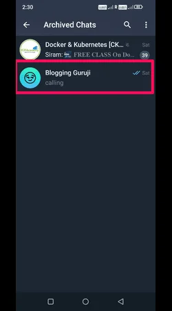 How To Unarchive Chats In Telegram - select archive chat to remove